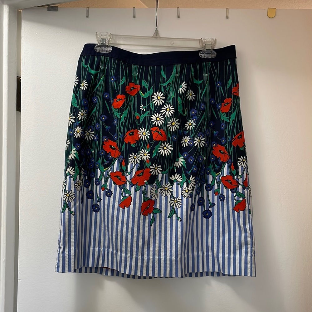 Anthropologie Floral Pencil Skirt - Red, Green, Blue